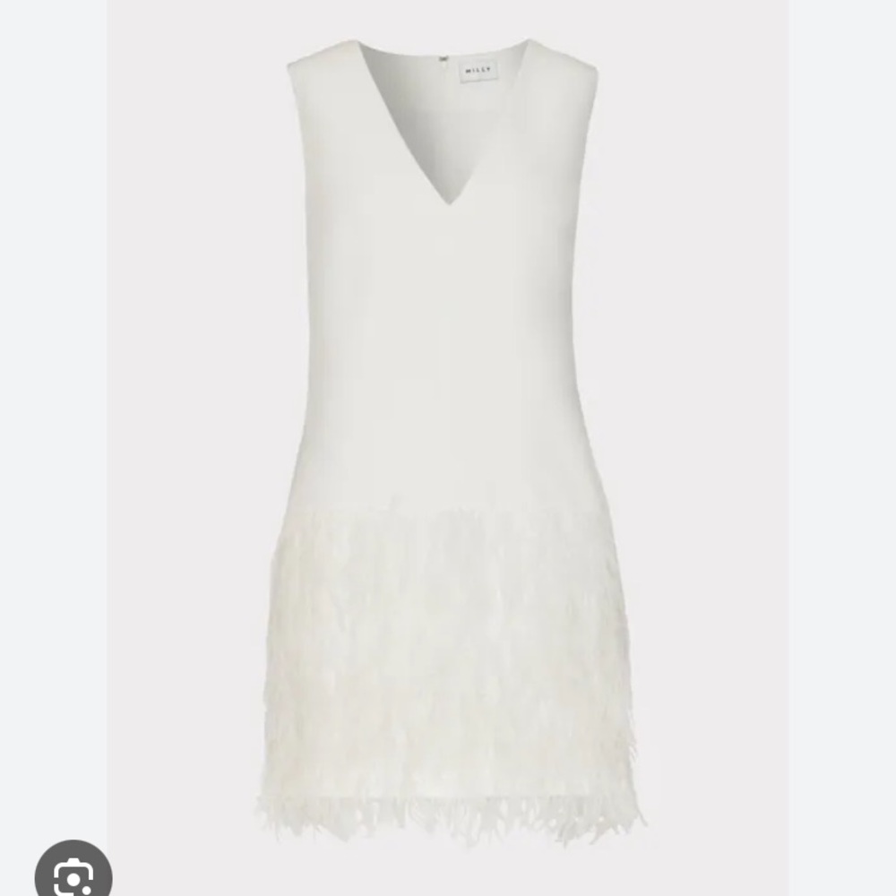 NWT Milly Ostrich Fur Dress White Size 8 Price Negotiable!